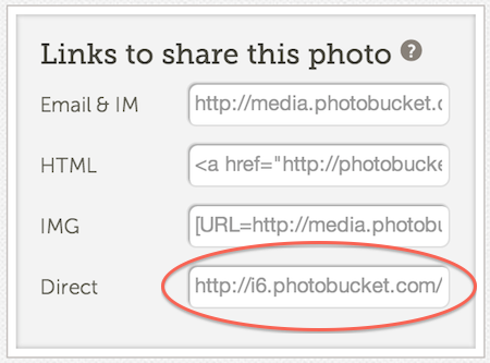 Image URL on photobucket